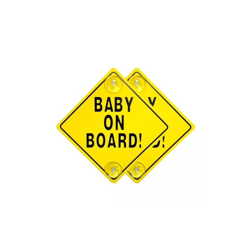 Baby On Board Car Sign with Double Suction Cups Vehicle