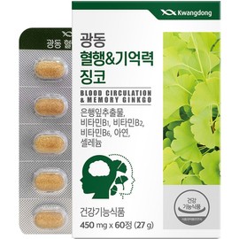 Guangdong Blood Flow & Memory Ginkgo, 60 tablets, 1 piece / 광동 혈행&기억력 징코, 60정, 1개
