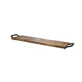Godinger Wood Serving Tray, Charcuterie Platter Cheese Board with Metal Handles - 25 inch