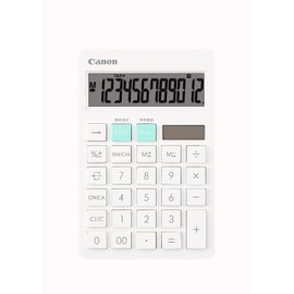 Canon HS-1200TC-WH Stylish Design Calculator, Antibacterial Specification, White (12 Digit / Slim Tabletop, Two-Tone Color)
