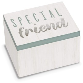 Pavilion Gift Company Special Friend Trinket Box, White, Blue, Silver