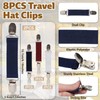 8Pcs Multifuntional Elastic Cap Clips, Assorted Colours Travel Hat Clips,