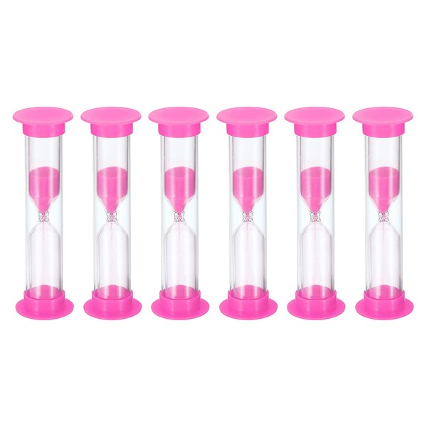 PATIKIL 6 Pcs 1 Minute Hourglass, Small Hourglass, Plastic Cover Second Hour Clock for Game Kitchen Party Favors DIY Decoration Pink