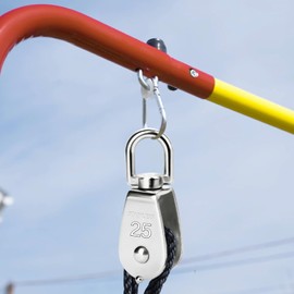 SWTYExt Set of 4 Pulley Set Includes 2 Pulley M25 & 2 Carabiner M6, Pulleys for Ropes, Stainless Steel Pulley, Load Capacity 150 kg, for Sun Sail, Fitness Winch