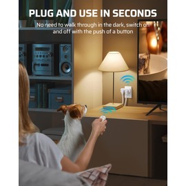 DEWENWILS Wireless Remote Control Outlet, 2 Independent Control Sockets Electrical Remote Light Switch, No Interference Remote Outlet Switch, No Wiring, 15A/1875W, 100 FT Range, FCC Listed…