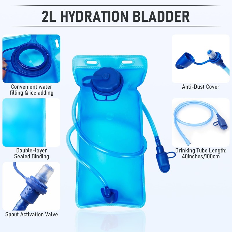 RYACO Lightweight Hydration Backpack, Running Backpack with 2L Water Bladder,