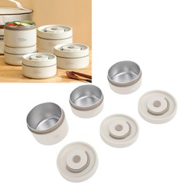 TOPINCN Insulated Bento Lunch Box, Portable Stainless Steel Food Container with Bag, Cutlery Set (Beige)