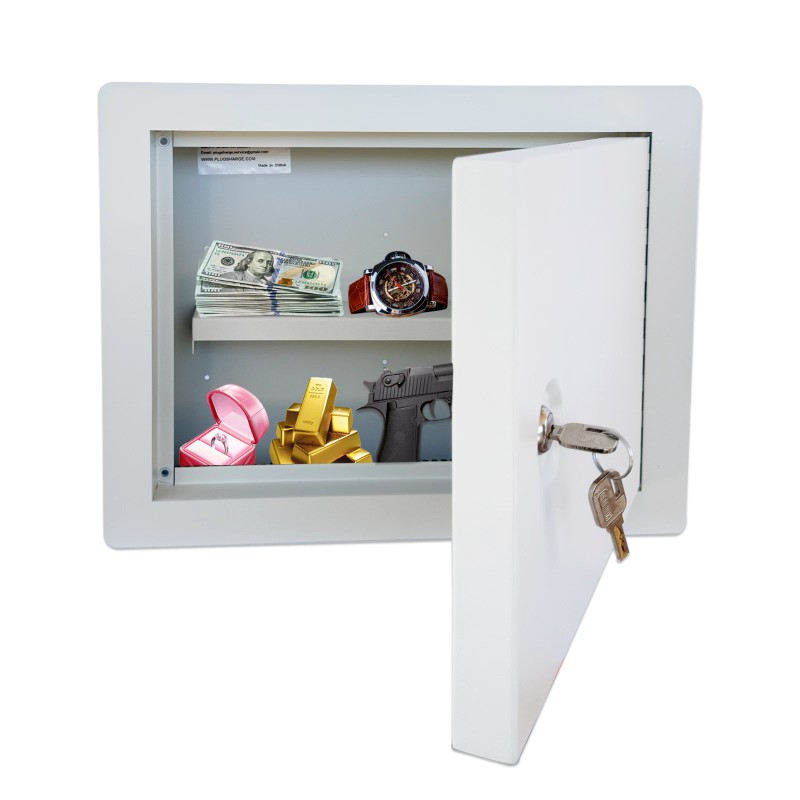 Plugsharge Heavy-Duty In-Wall Safe with Key Lock for Secure Storage,