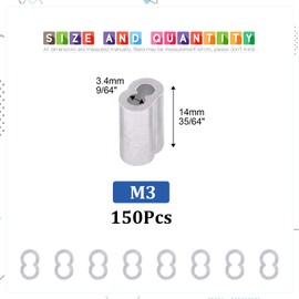 Glarks 150Pcs 1/8''(3mm) Aluminum Crimping Loop Sleeve Wire Rope Sleeves Double Barrel Ferrule for Wire Rope and Cable Line End (1/8''-150Pcs)
