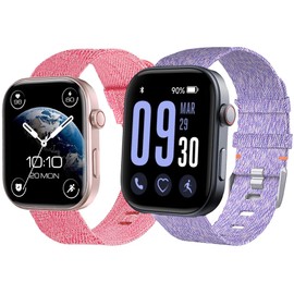 GTX12, T60 Smart Watch Band,Blueshaweu 22mm Breathable Nylon Woven Fabric Replacement Accessory Strap Compatible for Fitpolo, ENOMIR, Tensky GTX12, uaue T60, QXQ T60, QCOQ T60 Smart Watches (2 Pack-A)