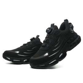 Steel Toe Shoes for Men Women Safety Work Shoes Air Cushion Construction Industrial Shoes Safety Shoes Lightweight Steel Toe Sneakers for Men Black