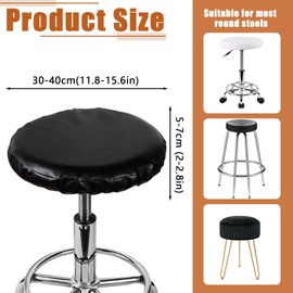 2 Pack Stool Covers Round 30-40cm, Stretch PU Bar Stool Cushions Round, Waterproof Round Seat Cushions for Stools Chairs
