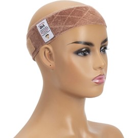 GEX Wig Grip Adjustable Elastic Comfort Headband Hook and Loop Fastener Adjustable Wig Band (Tan)