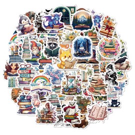 100 Pieces Book Stickers, Motivational Reading Stickers, Waterproof Aesthetic Stickers, Vinyl Reading Stickers for Books, Scrapbooks, Water Bottles, Laptops, Luggage