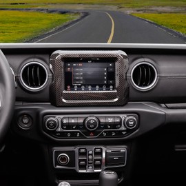 RT-TCZ Carbon Fiber Navigation GPS Screen Panel Frame Cover Trim Decoration Interior Accessories for Jeep Wrangler JL JLU & Gladiator JT 2018-2022