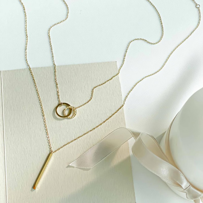 Hothrty Women's Necklace, Pendant, Triple Strand, Stick, Circle, Mobius, Double
