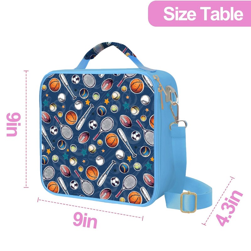 WOBAGMEN Insulated Lunch Box Container for School, Work (blue baseball)