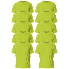 Gildan Adult Ultra Cotton T-Shirt, Style G2000, Multipack, Safety Green (10-Pack), Small
