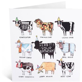 CJ&M Funny Birthday Cards for Him, Mom & Her. Cow Puns, Humour & British Jokes