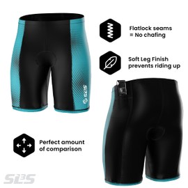 SLS3 Triathlon Shorts Men - Tri Shorts Men - 2 Pockets FRT - Designed by Athletes (Ocean Teal & Black, Medium)