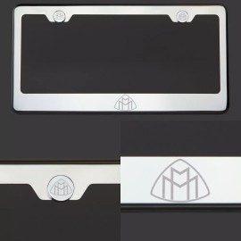 KA Mirror Chrome Maybach Logo Laser Etched T304 Stainless Steel License Plate Frame