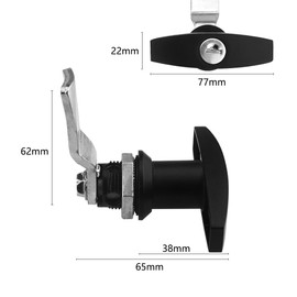 TOVOT 3" T Handle Lock Black T Handle Latch Camper Shell Locks and Keys T Locks for Cabinet Door