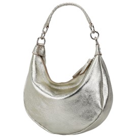 SH Leder Mina G668 Women's Crescent Shaped Bag Stylish Banana Shoulder Bag Leather 30 x 22 cm, gold