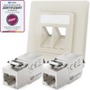 hb-digital 2-Port CAT 6a Flush-Mounted Network Socket RAL9010 + 2x