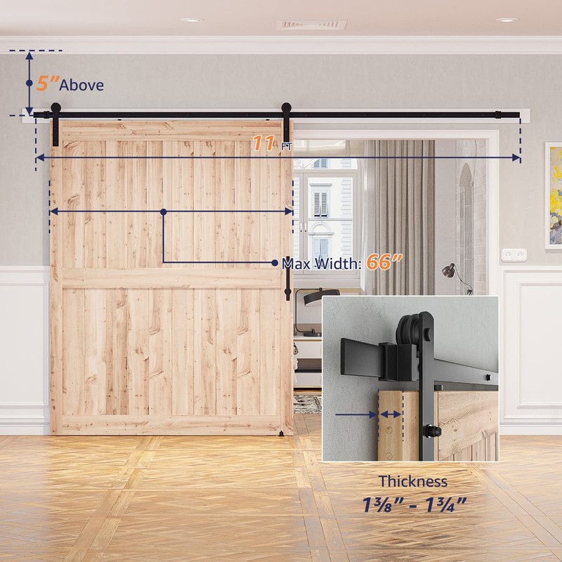 SMARTSTANDARD 11 FT Heavy Duty Sturdy Sliding Barn Door Hardware