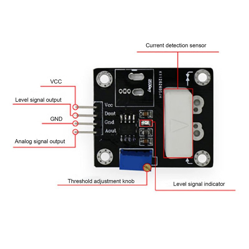 Eujgoov DC 5V WCS1700 Hall Current Detection Sensor Module 70A