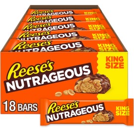 REESE'S NUTRAGEOUS Chocolate, Peanut Butter, Caramel and Peanut King Size, Candy Bars, 3.1 oz (18 Count)