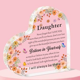 QMVMV Inspirational Gifts for Daughter Acrylic Plaque Gift for Daughter Stepdaughter Daughter Gift from Mum Dad Birthday Gift for Daughter Encouragement Graduation Gift for Bonus Daughter