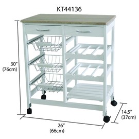 Home Basics Portable Kitchen Storage Island Trolley Cart with 2 Drawers White and Oak