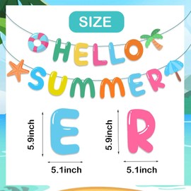 BelleVive 2 Piece Hawaiian Moana Birthday Banner, Hello Summer Banner, Tropical Luau Party Accessories, Summer Beach Holiday, Birthday Party Decor, Hanging Decorations