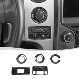 Voodonala for Ford F-150 Raptor 2009-2014 Center Console Dash Switch Button Cover Compatible with Ford F150 Raptor 2009-2014(Carbon Fiber Black,5Pcs,ABS)