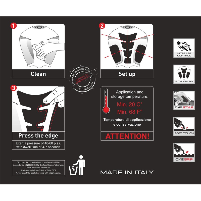 ONEDESIGN TANK PAD "SOFT TOUCH" MATTE BLACK