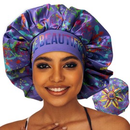 Discover reversible premium double layer silk satin sleeping bonnets designed for hair protection, moisture retention, and all-night comfort. Keep your hair healthy and frizz-free-purple