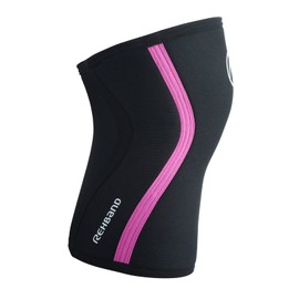 Rehband Knee Support for Strength Sports & Fitness - Knee Support 7 mm Neoprene, Flexible and Non-Slip, Knee Sleeve for Men and Women, Colour: Black/Pink, Size: L