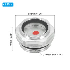 PATIKIL Air Compressor Oil Sight Glass 2 Pieces M30 x 2 Male Thread Aluminium Alloy Oil Liquid Stand Indicator Air Compressor Parts with O-Ring