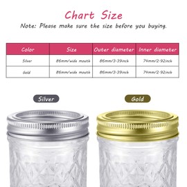 24 Pieces Wide Mouth Canning Jar Replacement Metal Rings Practical Screw Jar Bands Leak Proof Tinplate Metal Bands Rings, Compatible with Mason Jar (Silver)