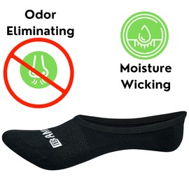 Bamboo Sports Low Cut Mens No Show Bamboo Rayon Socks - Breathable, Moisture Wicking, Odor Eliminating Black No Show Socks Men Size 13-15, 4 Pair