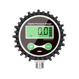Digital gas pressure gauge with 1/4 inch NPT connection at the bottom and rubber protector from uharbour, 0 200 PSI, accuracy 1% .f.s.…