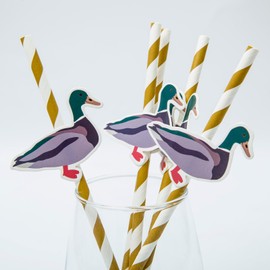UOREND 10PCS One Lucky Duck Party Straws,Duck Theme Straws,Mallard Duck Party Decorations,Duck Hunting Party Supplies
