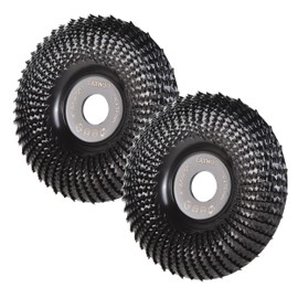 2 Pieces 4 Inch Wood Carving Disc, Stainless Steel Wood Grinding Shaping Disk for Angle Grinder with 5/8" Mandrel, for Wood Cutting Grinding Shaping Polishing (Black)…