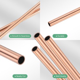 M METERXITY 3-Pack 300mm Copper Round Tube, 5mm OD 0.5mm Wall Thickness Copper Seamless Tubing for Construction/Machining/DIY Crafting, Metal Straight Pipe [0.2x0.02x12IN]