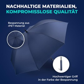 LANGENBERG Large Umbrella with [Diameter 138 cm Span Width] Including Automatic Opening - Umbrella Storm Proof with Stylish Handle - XXL Umbrella Men and Women - Large Umbrella Velvet Carry Case,