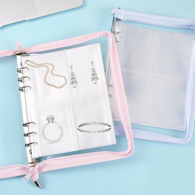 Jinmoioy Clear A5 Binder Display Album, Unmarked, 4-Pocket Storage Refill