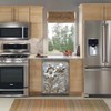 Floral Dishwasher Magnet Cover - Stainless Steel Look Vinyl Decal