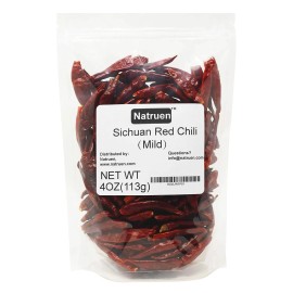 Natruen Whole Dry Szechuan Chinese Red Chili Pods 4oz (Medium Hot) - Mild Hot