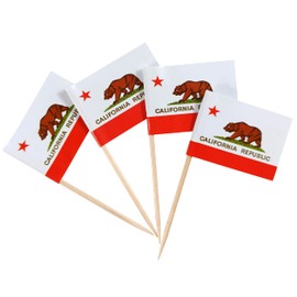 QQSD California Toothpick Flag Small Mini Cupcake Topper Flags, 100 pcs